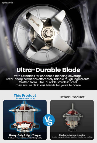 72 Oz Large Blender - 2200W Professional, High Speed Commercial Blender, Variable Speed, Self-Cleaning, Dishwasher Safe