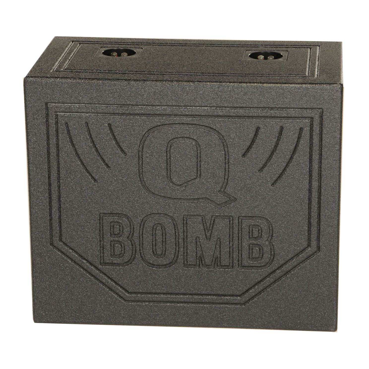 QPower QBOMB10TB Dual 10 Inch Triangle Ported Subwoofer Box w/ Bedliner Spray - Find Fresh Goods