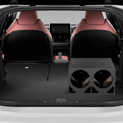 QPower QBOMB10TB Dual 10 Inch Triangle Ported Subwoofer Box w/ Bedliner Spray - Find Fresh Goods