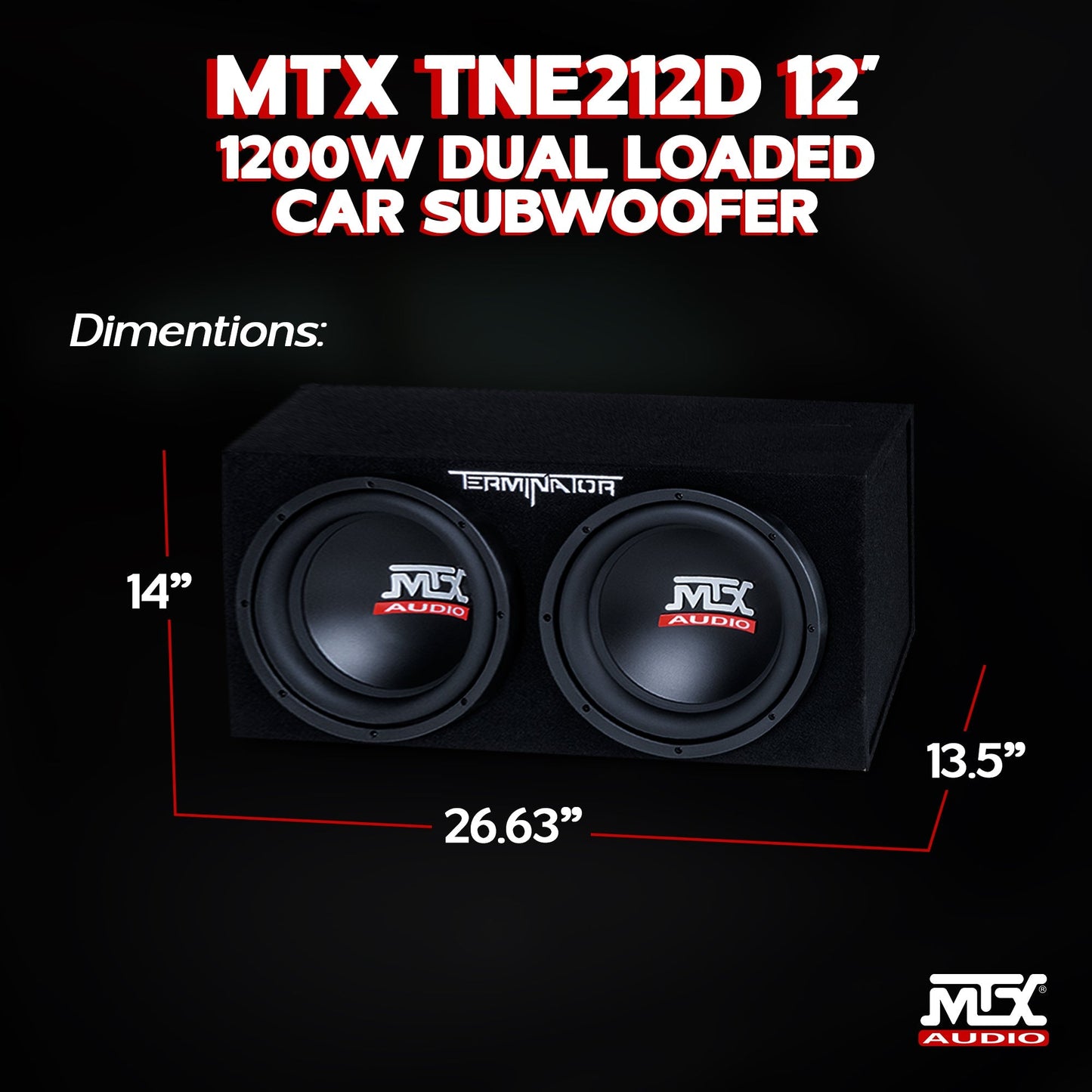 MTX TNP212D2 12" 1200W Dual Loaded Car Subwoofer Audio w/ Sub Box and Amplifier - Find Fresh Goods