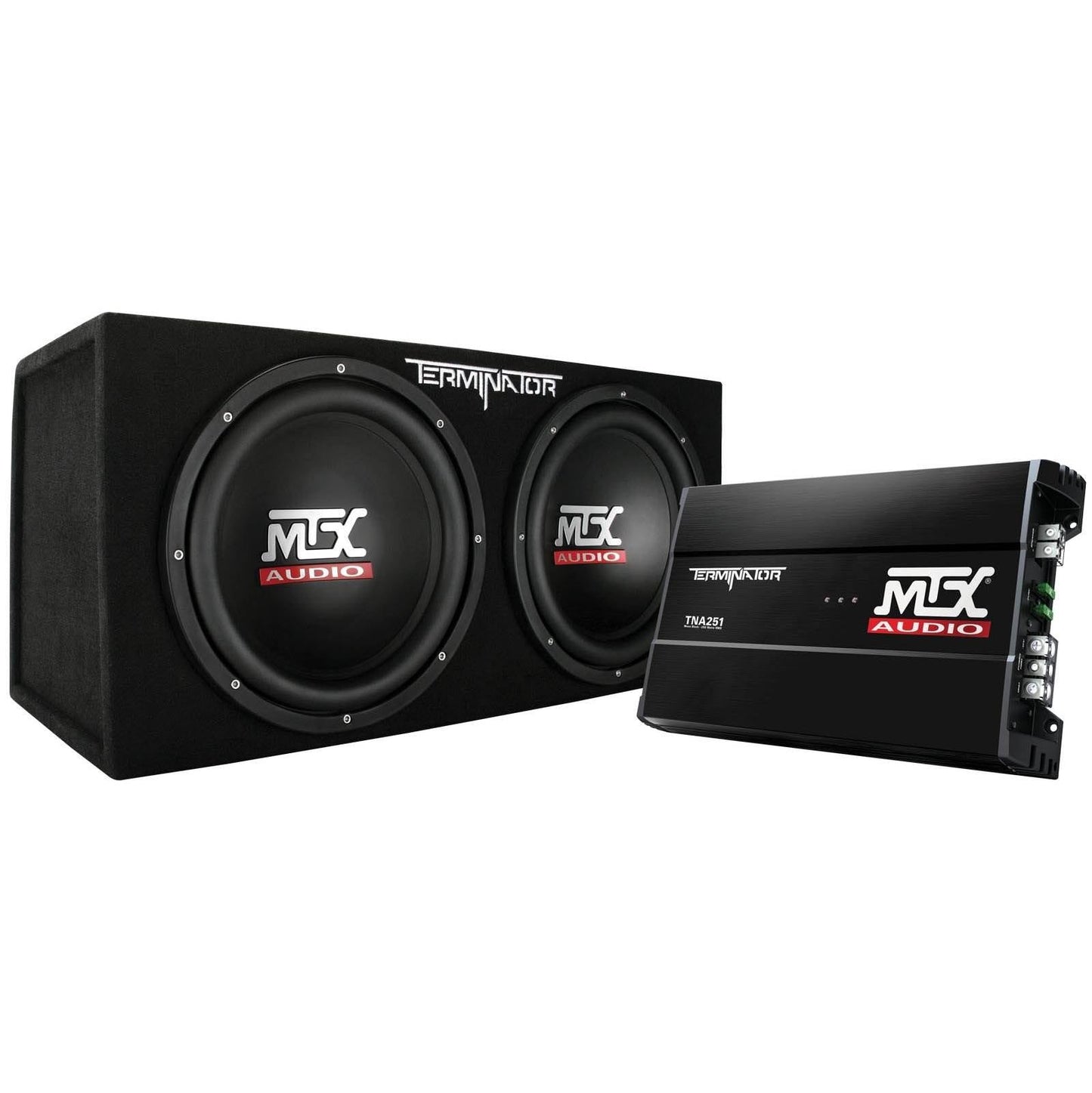 MTX 12 Inch Dual Car Subwoofer Audio, Sub Box, & Amplifier Bundle w/ Wiring Kit - Find Fresh Goods