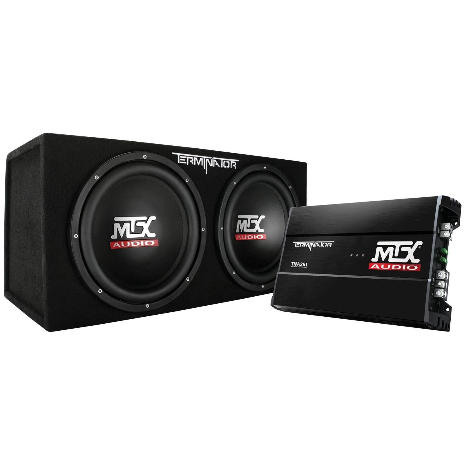 MTX 12 Inch Dual Car Subwoofer Audio, Sub Box, & Amplifier Bundle w/ Wiring Kit - Find Fresh Goods