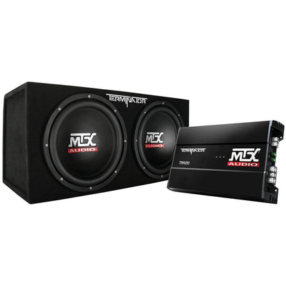 MTX 12 Inch Dual Car Subwoofer Audio, Sub Box, & Amplifier Bundle w/ Wiring Kit - Find Fresh Goods