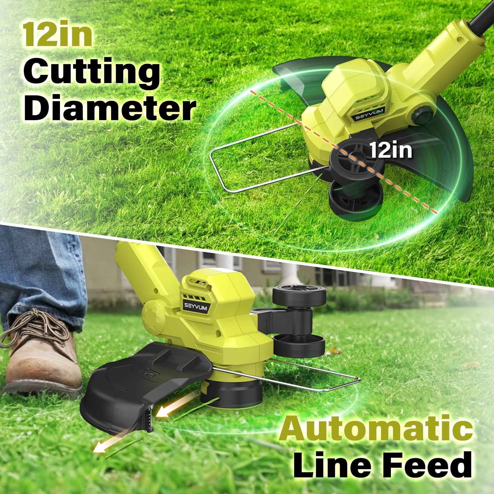 20V Cordless Lawn Care Combo Kit - 12" String Trimmer & Weed Trimmer with 6 Spool Lines, Electric Leaf Blower for Edging & Cleanup, 4.0Ah Battery & Charger