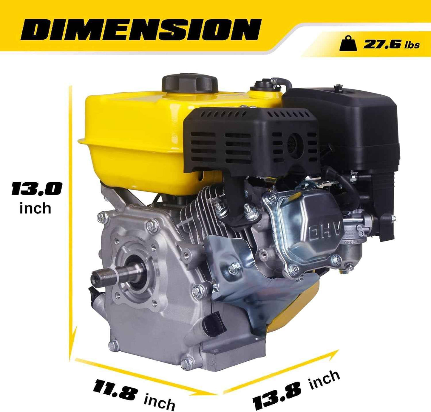 Aceup Energy 7HP 212cc Gas Engine Horizontal Shaft, 4 Stroke OHV Gas Motor, Shaft 3/4" (19mm) Diameter Recoil Start