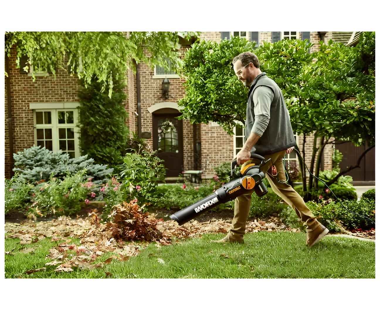 Worx WG524 12 Amp TRIVAC 3-in-1 Electric Leaf Blower/Mulcher/Vac with Leaf Collection System