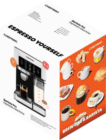 Chefman 1.8L Barista Pro Espresso Machine, Stainless Steel