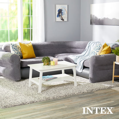 Intex Corner Sofa L-Shaped Inflatable Lounge Couch w/ Cupholders, Gray (2 Pack)