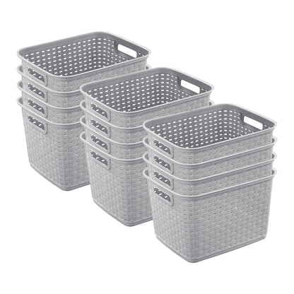 Sterilite 12736 Tall Weave Plastic Laundry Hamper Storage Basket, Gray (12 Pack)