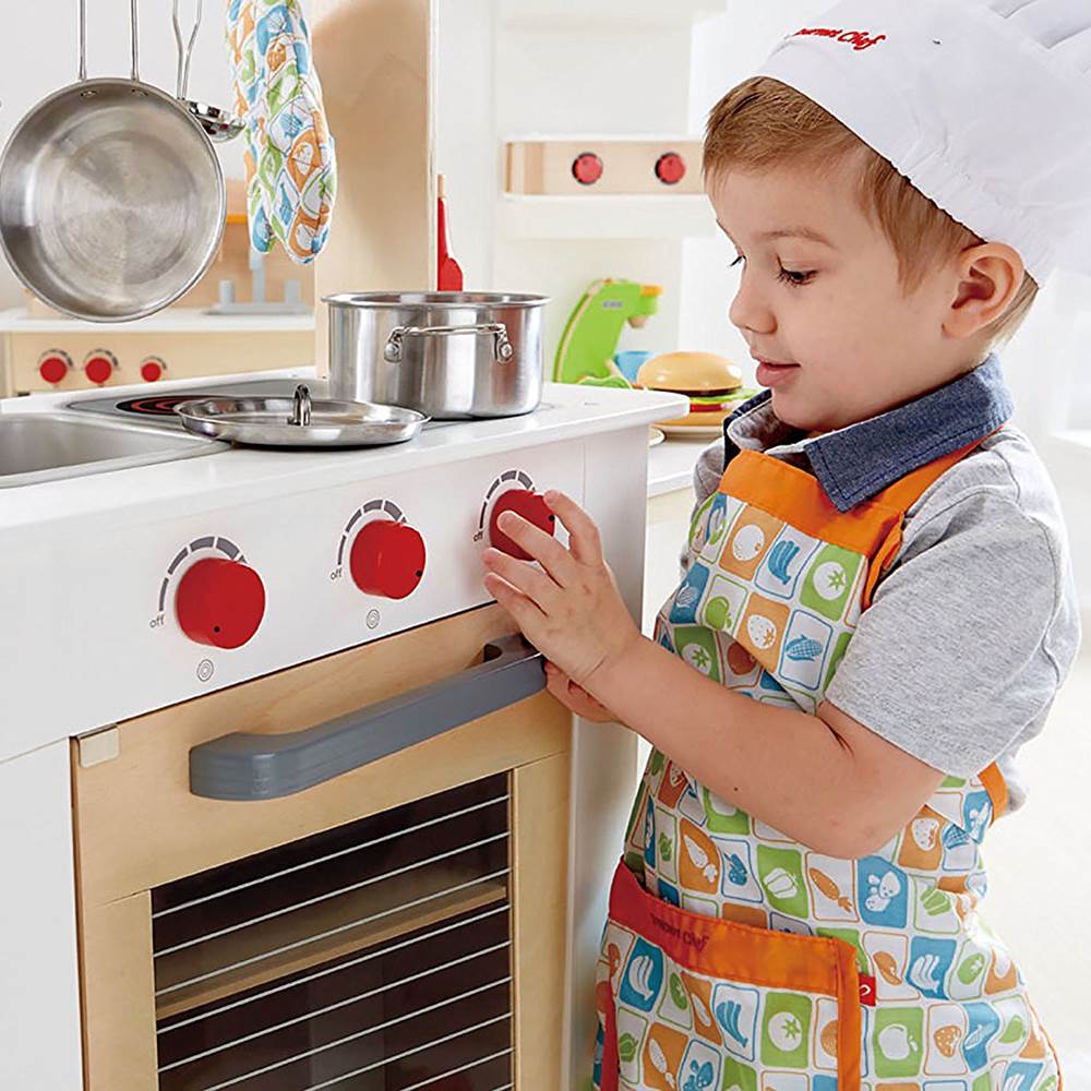 Hape Cook 'N Serve Kids Contemporary Design Pretend Play Wooden Cooking Kitchen