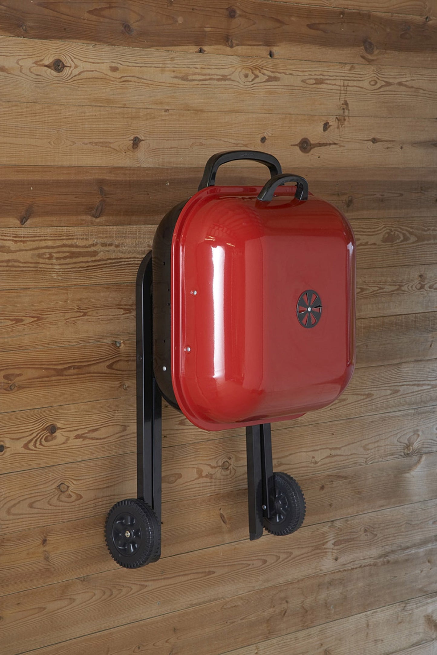 Americana Walk-A-Bout Charcoal Original Square Grill-100% Pre-Assembled Portable Steel, Red