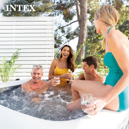 Intex PureSpa Greystone Deluxe 4 Person Inflatable Hot Tub Square Spa, 69" x 28"