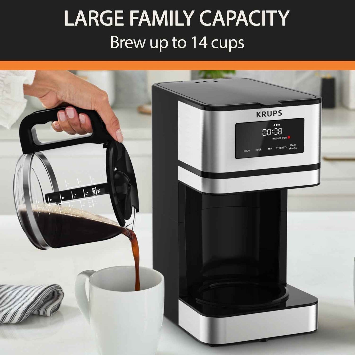 Krups Simply Brew Drip Coffee Maker, 12 Cups, KM208D50