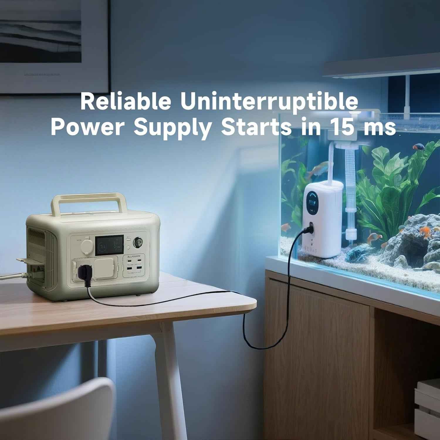 ALLPOWERS Beige R600 Portable Power Station 600W, 299Wh LiFePO4 Solar Generator with 1-Hour Fast Charge & 15ms UPS, for Home Backup, CPAP, Outdoor Camping, RV Travel
