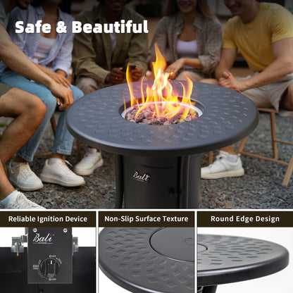 BALI OUTDOORS Dual 1-Pound Propane Fire Pit Table for Outside Patio, 26Inch Black