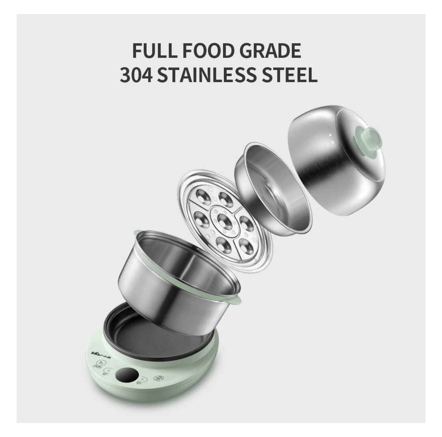 Electric Food Steamer 2 Tier, Egg Cooker - Stainless Steel Vegetable Steamer for Kitchen, 360W, 9.5H Preset, Anti-Dry Burn, ZDQ-B14Y5