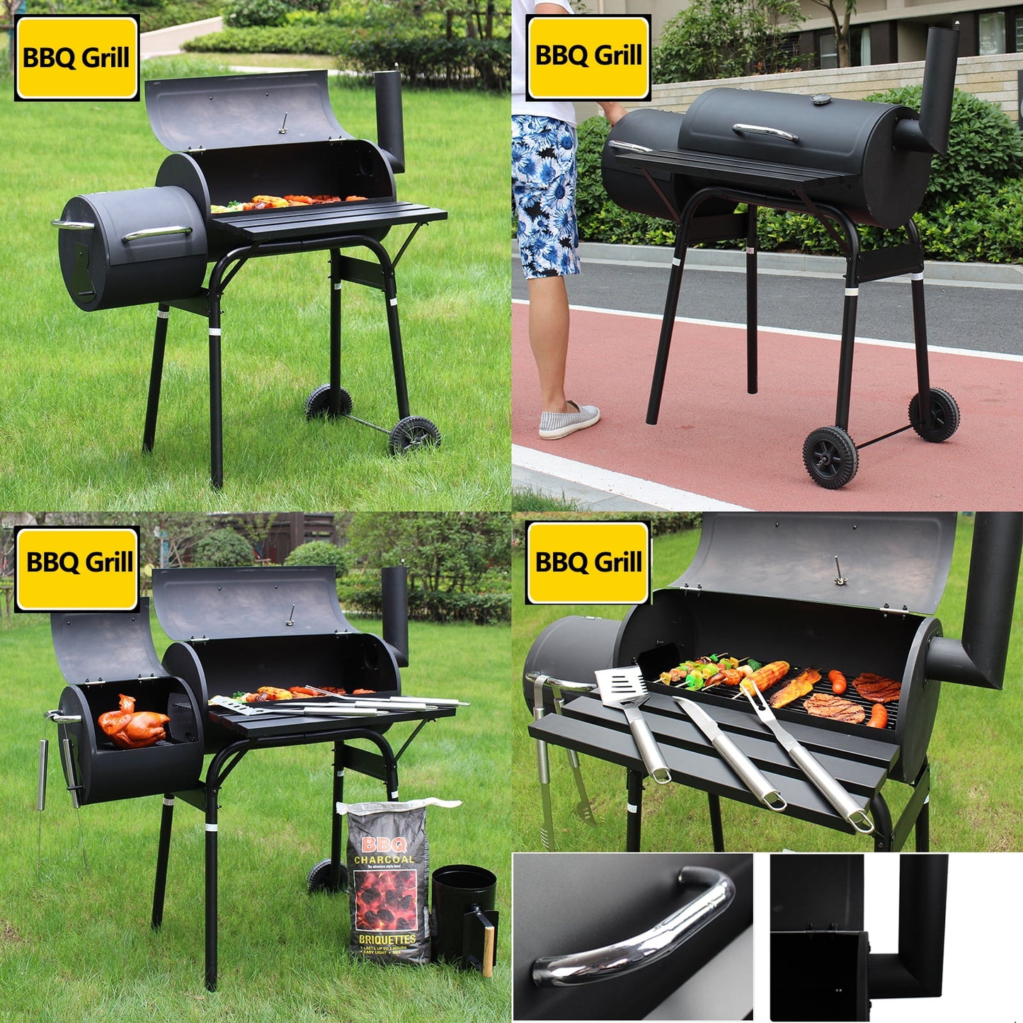 Vebreda Outdoor BBQ Grill Charcoal Barbecue Pit Patio Backyard Meat Cooker Smoker