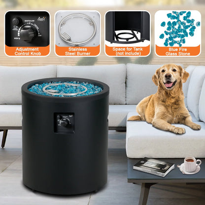 BALI OUTDOORS 23" Gas Fire Pit Propane Fire Column, 50,000BTU Round Propane Fire Pit Table with Glass Stones