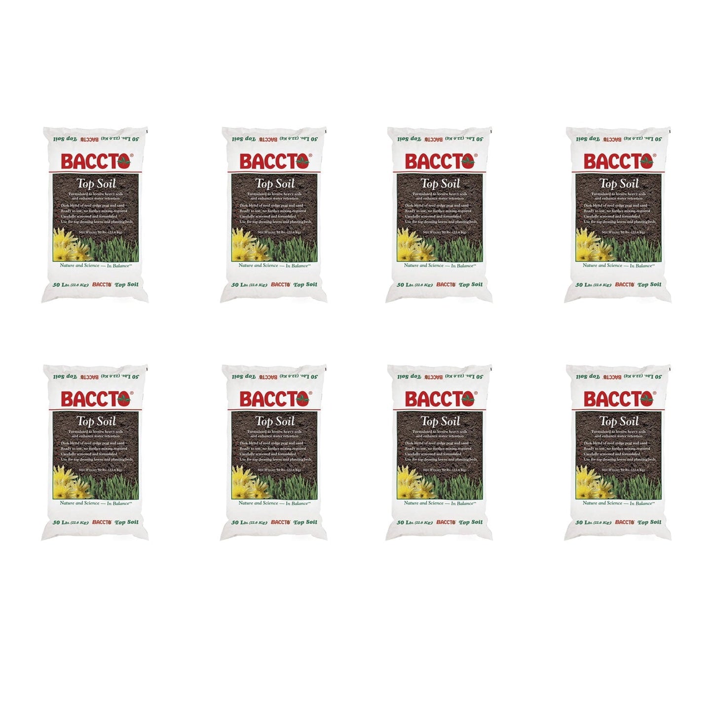Michigan Peat Baccto Topsoil with Reed Sedge, Peat and Sand, 50lbs (8 Pack)