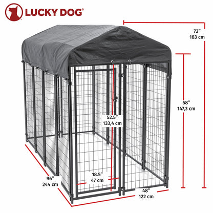 Lucky Dog Uptown Large Outdoor Covered Kennel Heavy Duty Dog Fence Pen (4 Pack)