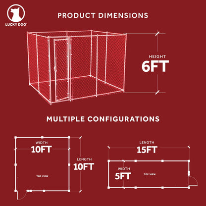 Lucky Dog 10 x 10 Foot Heavy Duty Outdoor Chain Link Dog Kennel w/ Door (2 Pack)