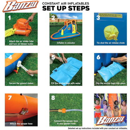 Banzai Kids Inflatable Outdoor Lazy River Adventure Water Park Slide and Pool