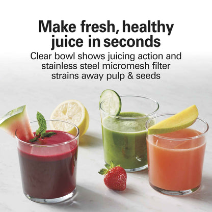 Hamilton Beach Easy Clean Juicer, Juice Extractor, Easy Sweep Cleaning Tool, Big Mouth Chute, 800 W