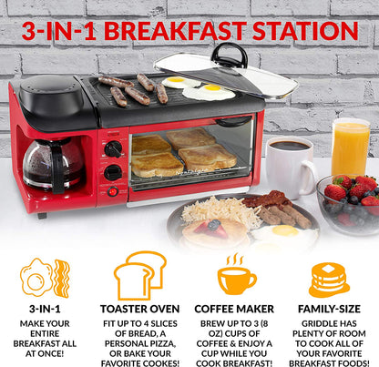 Nostalgia Retro 3-in-1 Aqua Electric Breakfast Station