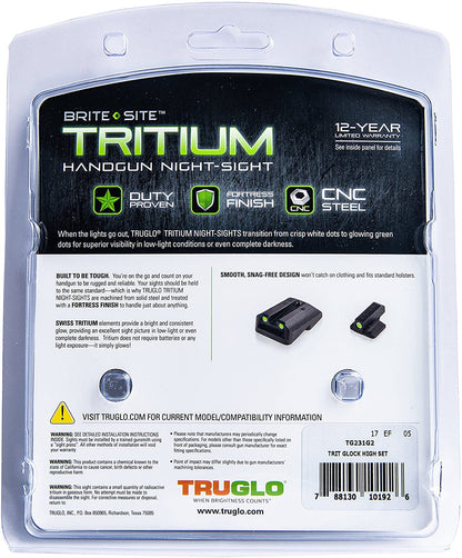 TruGlo Tritium Pro Brite Site High Set Glock Handgun Sight, Glock 20, 21, 29, 30