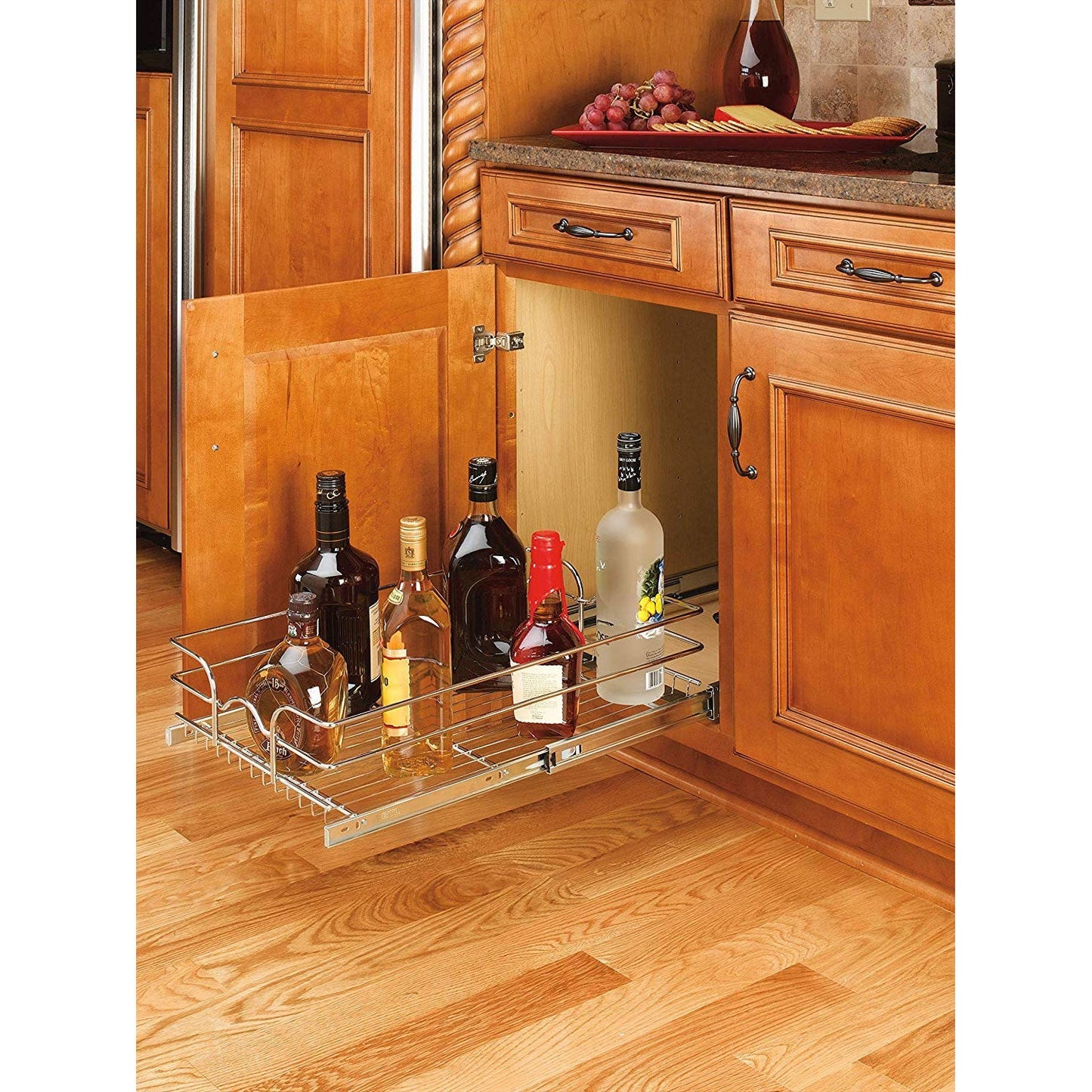 Rev-A-Shelf Pullout Single Basket for Kitchen Cabinets, 9 x 18 In, 5WB1-0918-CR