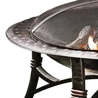 Four Seasons Courtyard 35" Round Wood Burning Fire Bowl w/Fire Grate, Black