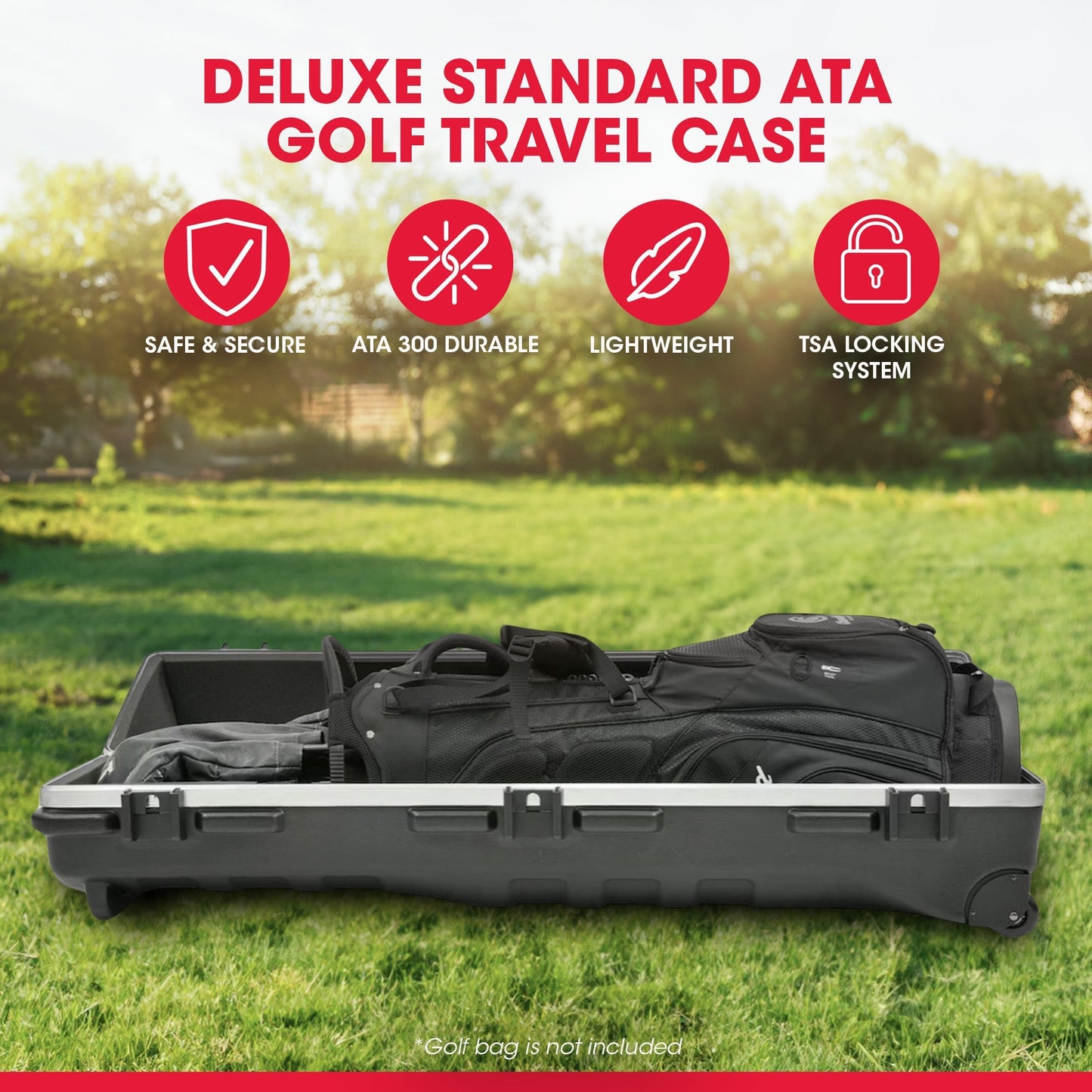 SKB Cases ATA Deluxe Standard Medium Hard Plastic Wheeled Golf Bag Travel Case