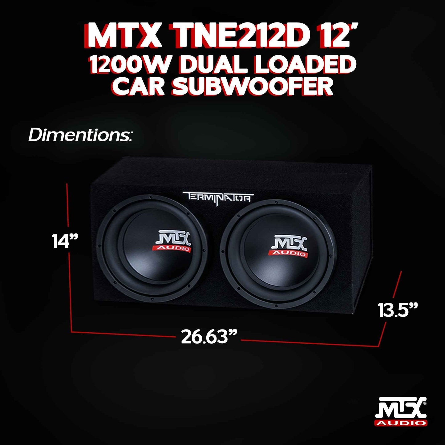 MTX TNE212DV 12-Inch 2000-Watt Max Car Audio Dual Loaded Subwoofer Box Enclosure