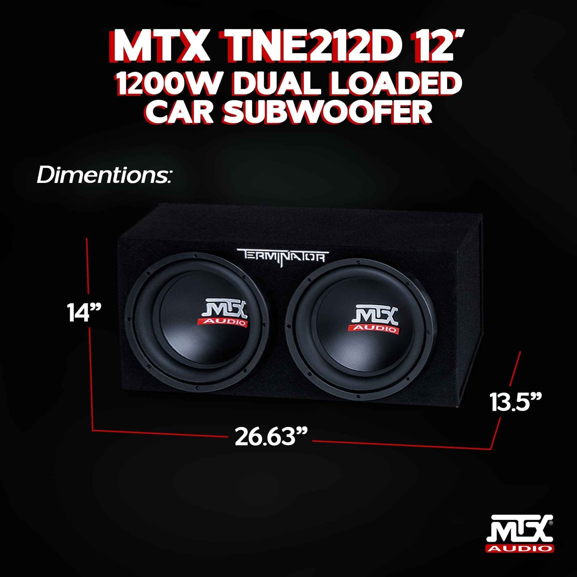 MTX TNE212DV 12-Inch 2000-Watt Max Car Audio Dual Loaded Subwoofer Box Enclosure