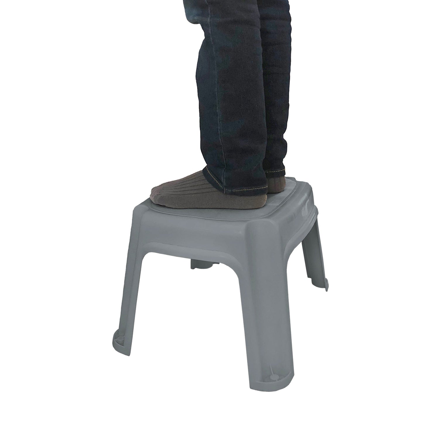 Gracious Living 9.5-Inch Plastic 1 Step Portable Home & Kitchen Stool, Gray