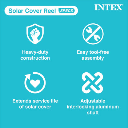 Intex Heavy Duty Aluminum Solar Above Ground Pool Cover Reel, Cover Not Included