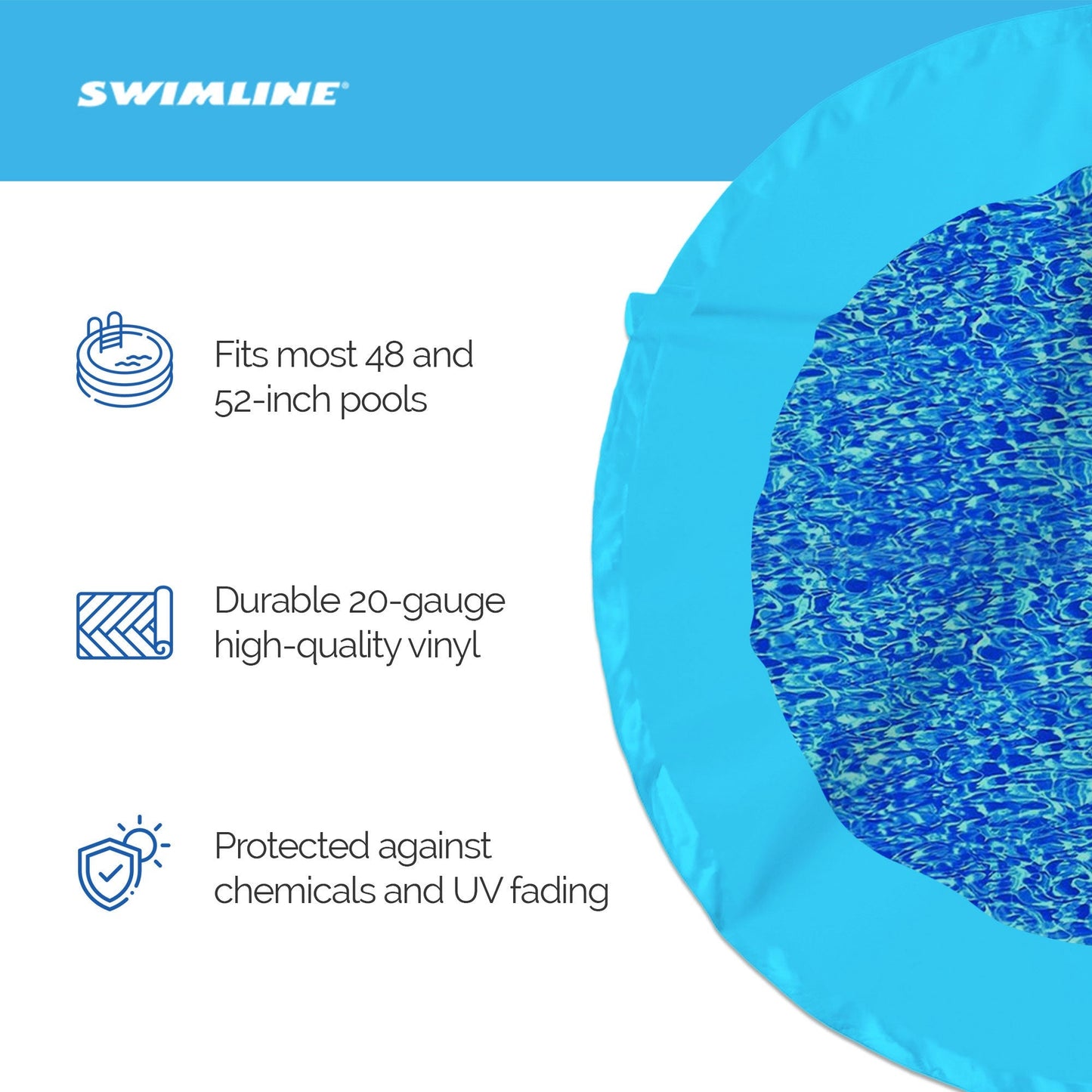 Swimline 21 Foot Swirl Blue Round Above Ground Swimming Pool Wall Overlap Liner