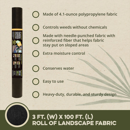 DeWitt 4.1-Oz Home & Commercial Landscape Weed Barrier Fabric, 3 x 100 Feet