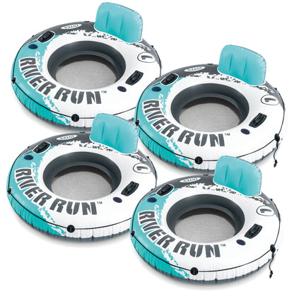 Intex River Run 1 53" Inflatable Floating Water Tube Lake Raft, Red (4 Pack)