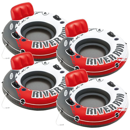 Intex River Run 1 53" Inflatable Floating Water Tube Lake Raft, Red (4 Pack)