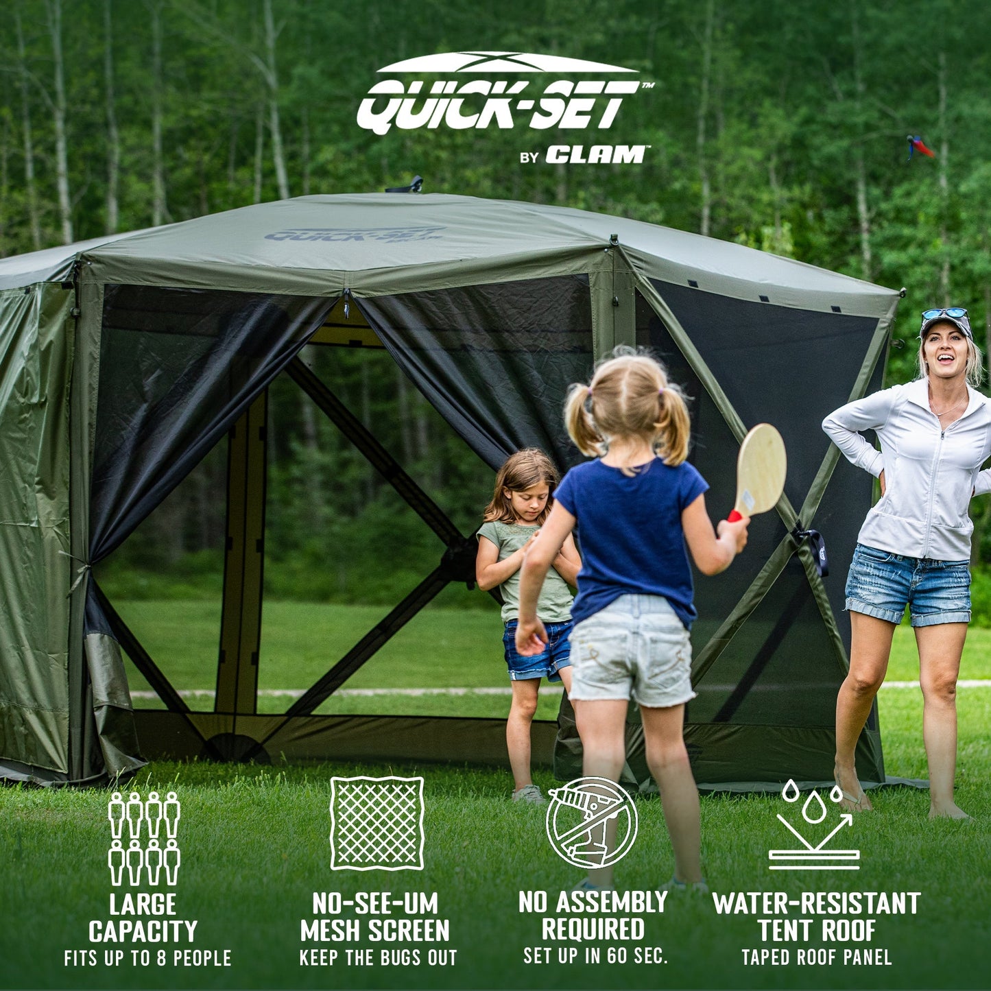 CLAM Quick-Set Escape 11.5 x 11.5 Foot Portable Outdoor Canopy Shelter, Green
