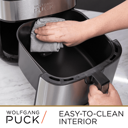 Wolfgang Puck 310oz Stainless Steel Air Fryer, Large Single Basket Design, Simple Dial Controls