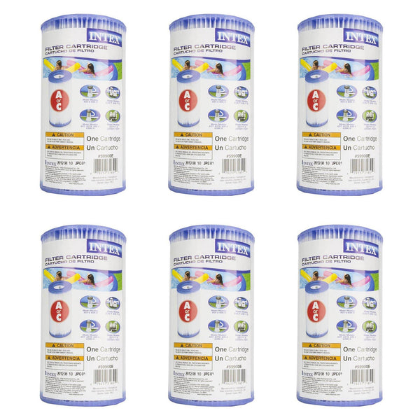 Intex Swimming Pool Easy Set Type A Replacement Filter Pump Cartridge (6 Pack)