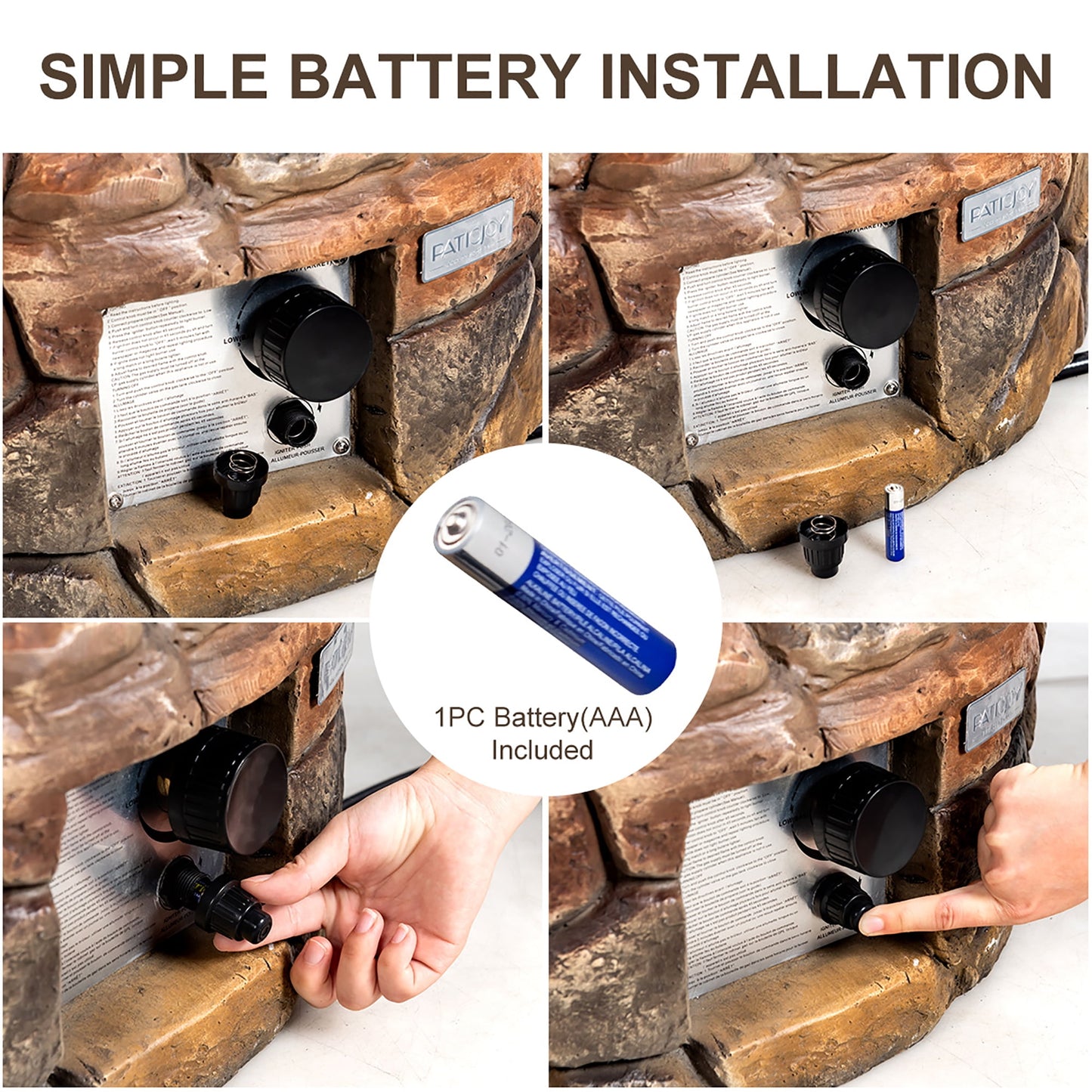 Costway 28'' Propane Gas Fire Pit Outdoor 40,000 BTU Stone Finish Lava Rocks Cover Brown