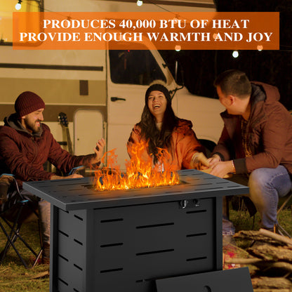 Walsunny 43 inch Gas Fire Pit Table 50,000 BTU Outdoor Rectangular Propane Firepit Table with Waterproof Cover
