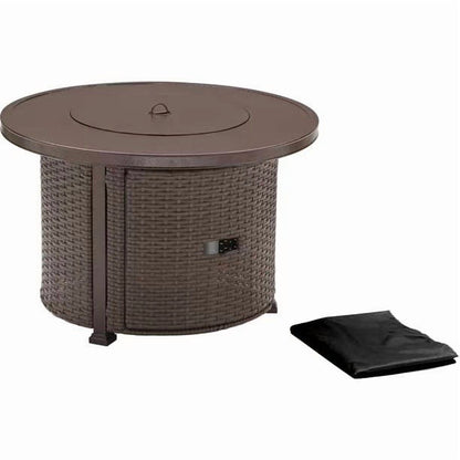 Better Homes & Gardens Colebrooke 37" Round 50,000 BTU Propane Gas Fire Pit Table with Glass Beads, Metal Lid and Protective Cover