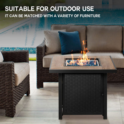 BALI OUTDOORS Propane Gas Fire Pit Table with Lid for Outside Backyard, Patio 50000 BTU 30 inch