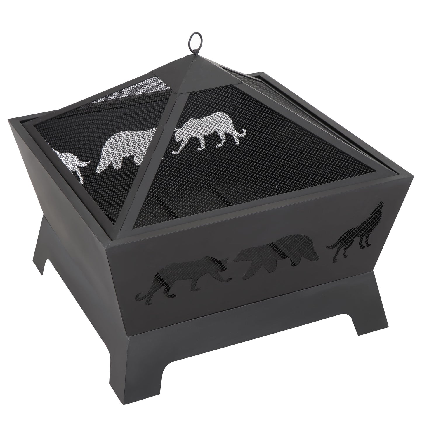 SuperDeal Patio Yard Fire Pits Wood Burning Outdoor Fireplace W/Rain Cover & Poker