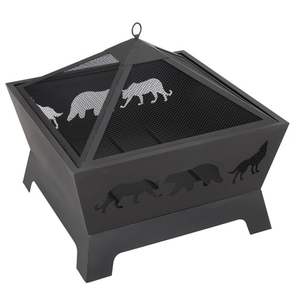 SuperDeal Patio Yard Fire Pits Wood Burning Outdoor Fireplace W/Rain Cover & Poker