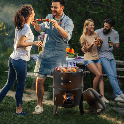 Zimtown BBQ Charcoal Grill Outdoor Barbecue Pit Smoker with 3 Levels Patio Backyard Black